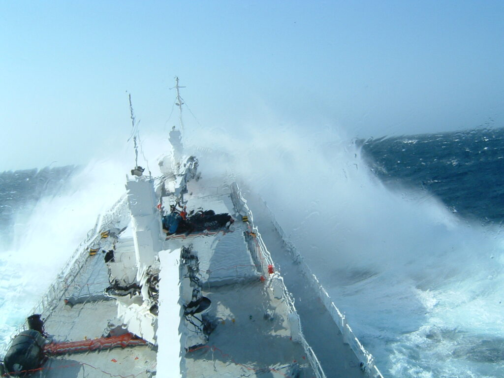 How do the ships survive bad weather at sea ?